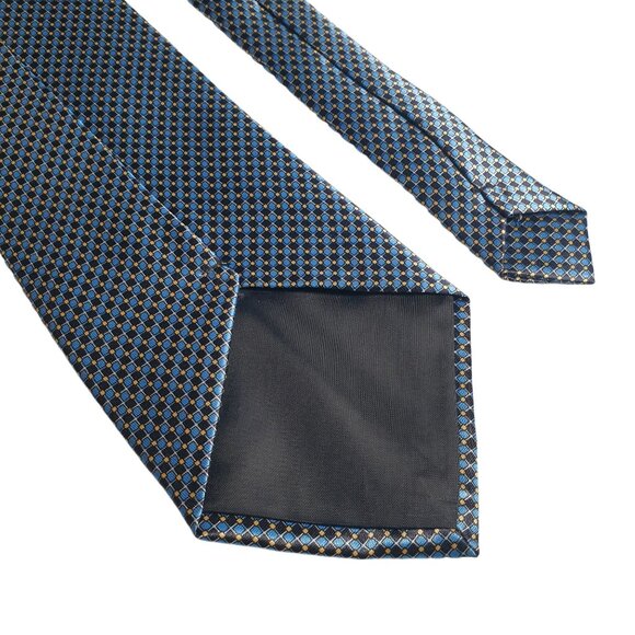 Danmes Men Silk Necktie Vintage Shiny Blue Office Office Accessory Dad Gift - Picture 5 of 5